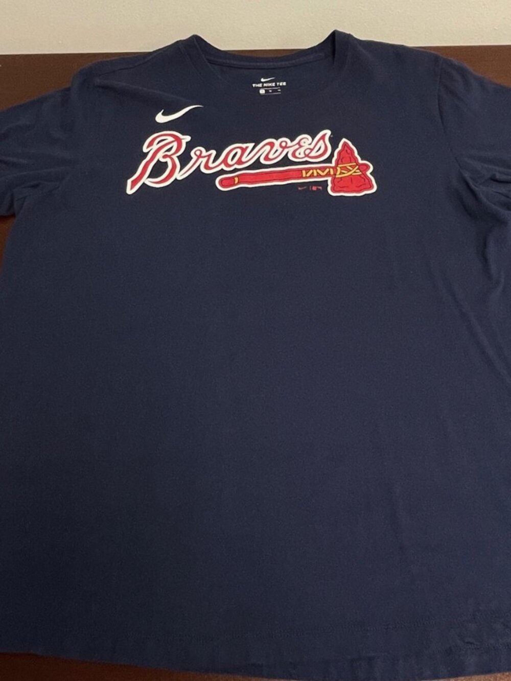 Nike Men's T-Shirt - Navy Blue -Atlanta Braves - Ozzie Albies #1 - Size XL - GUC